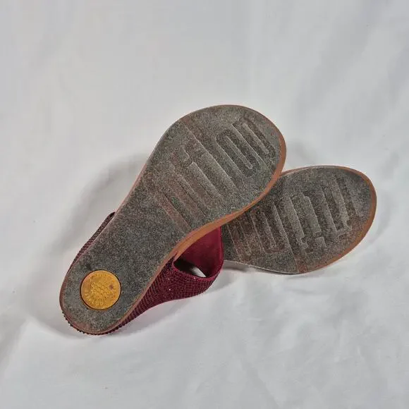 Fitflop Banda Glitz Thong Red Brown Sandal Shoes Women's Size 8 - Picture 7 of 9